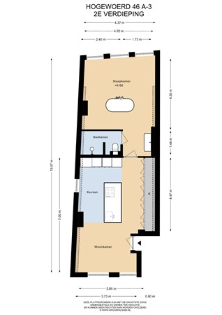 Floorplan - Hogewoerd 46A3, 2311 HN Leiden